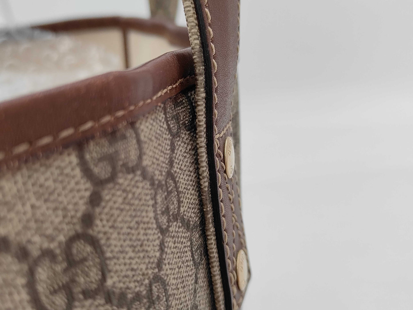 GUCCI GG Supreme 211134 Sherry Line PVC Leather Tote Bag