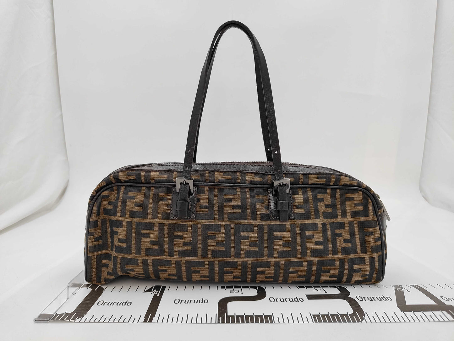 FENDI Zucca Leather Canvas Handbag