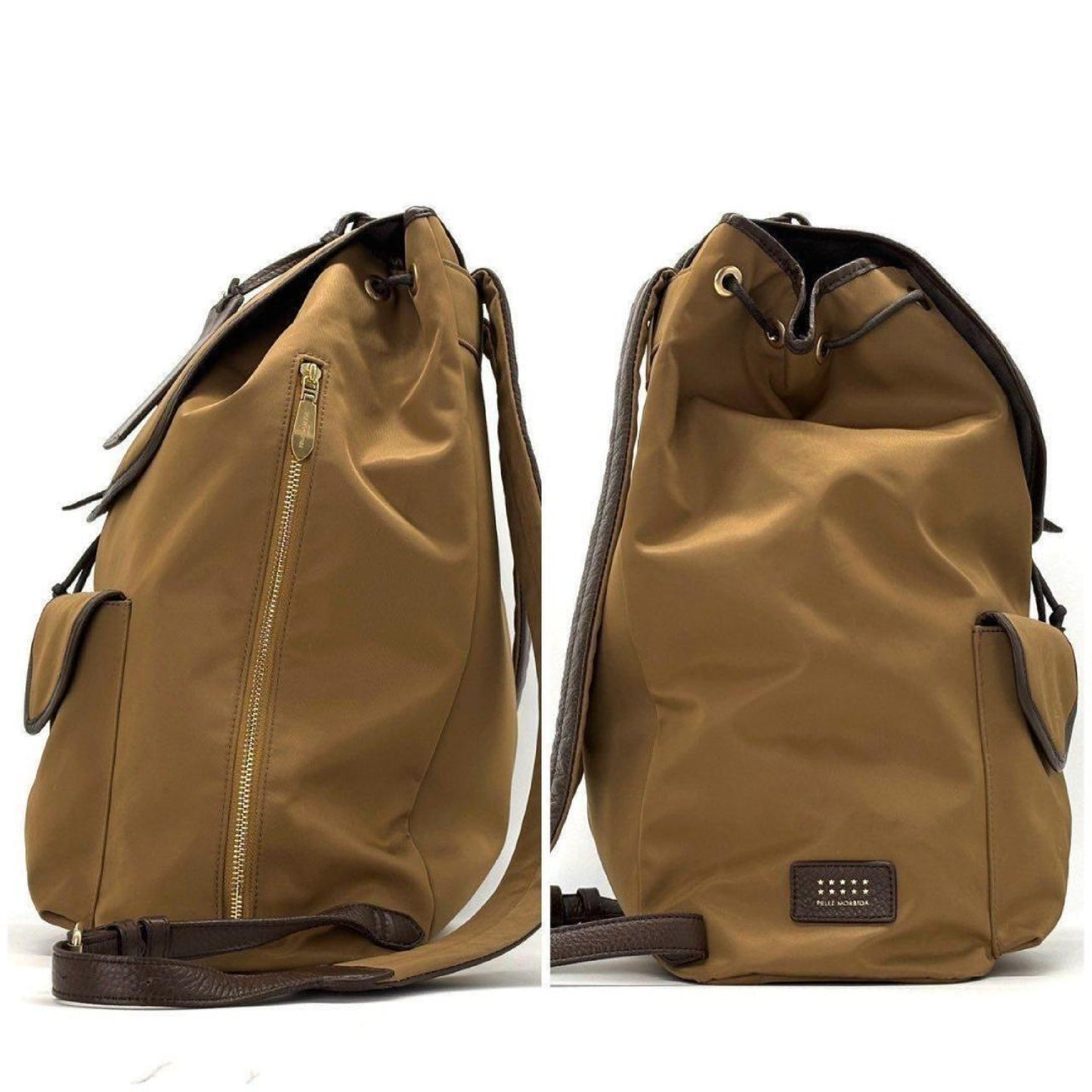 PELLE MORBIDA Tomoka Takada 10th Anniversary Collaboration Nylon Drawstring Backpack PELLE MORBIDA PMO-T002N BROWN Backpack