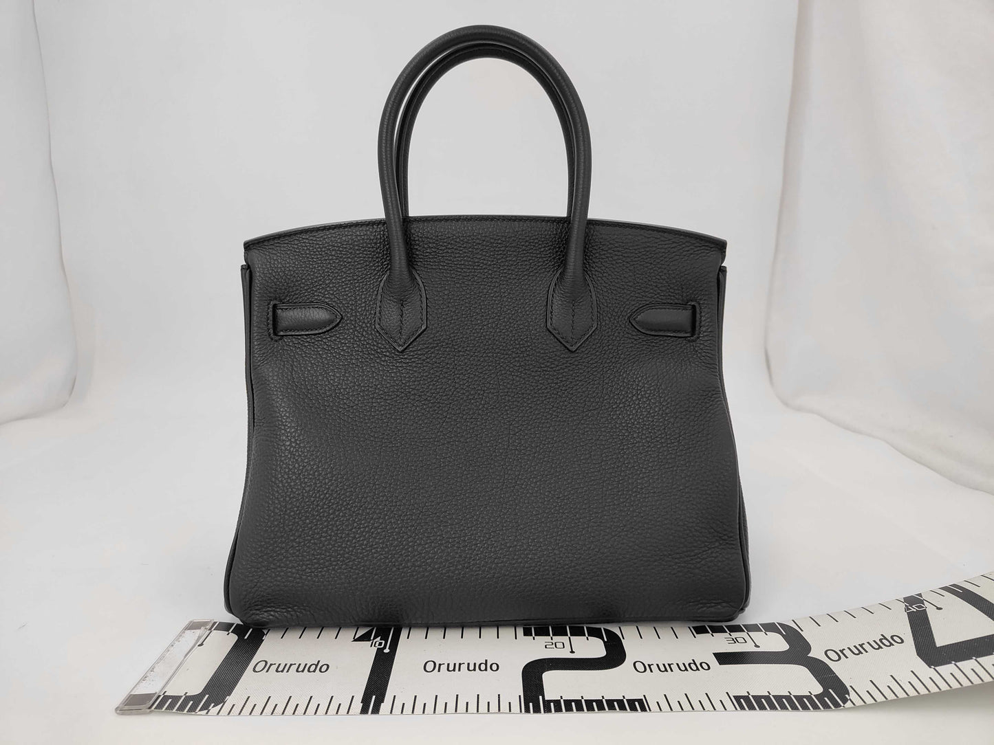 HERMES Birkin 30 Black Handbag with Silver Hardware and R Stamp