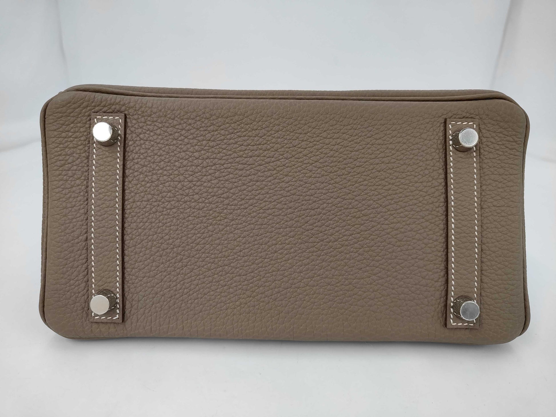 HERMES Birkin 25 Etoupe Matte Silver Hardware K Stamp Handbag