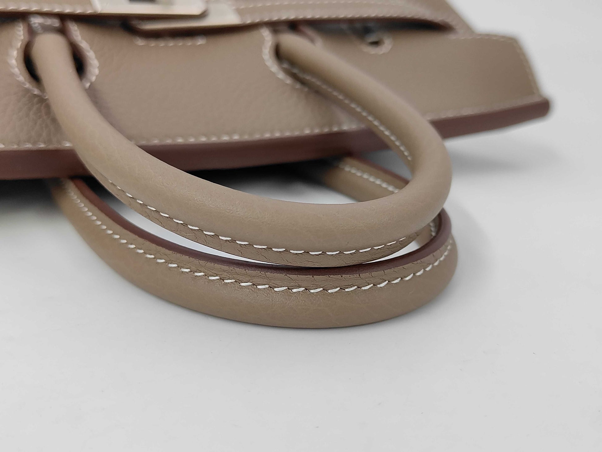 HERMES Birkin 25 Etoupe Matte Silver Hardware K Stamp Handbag