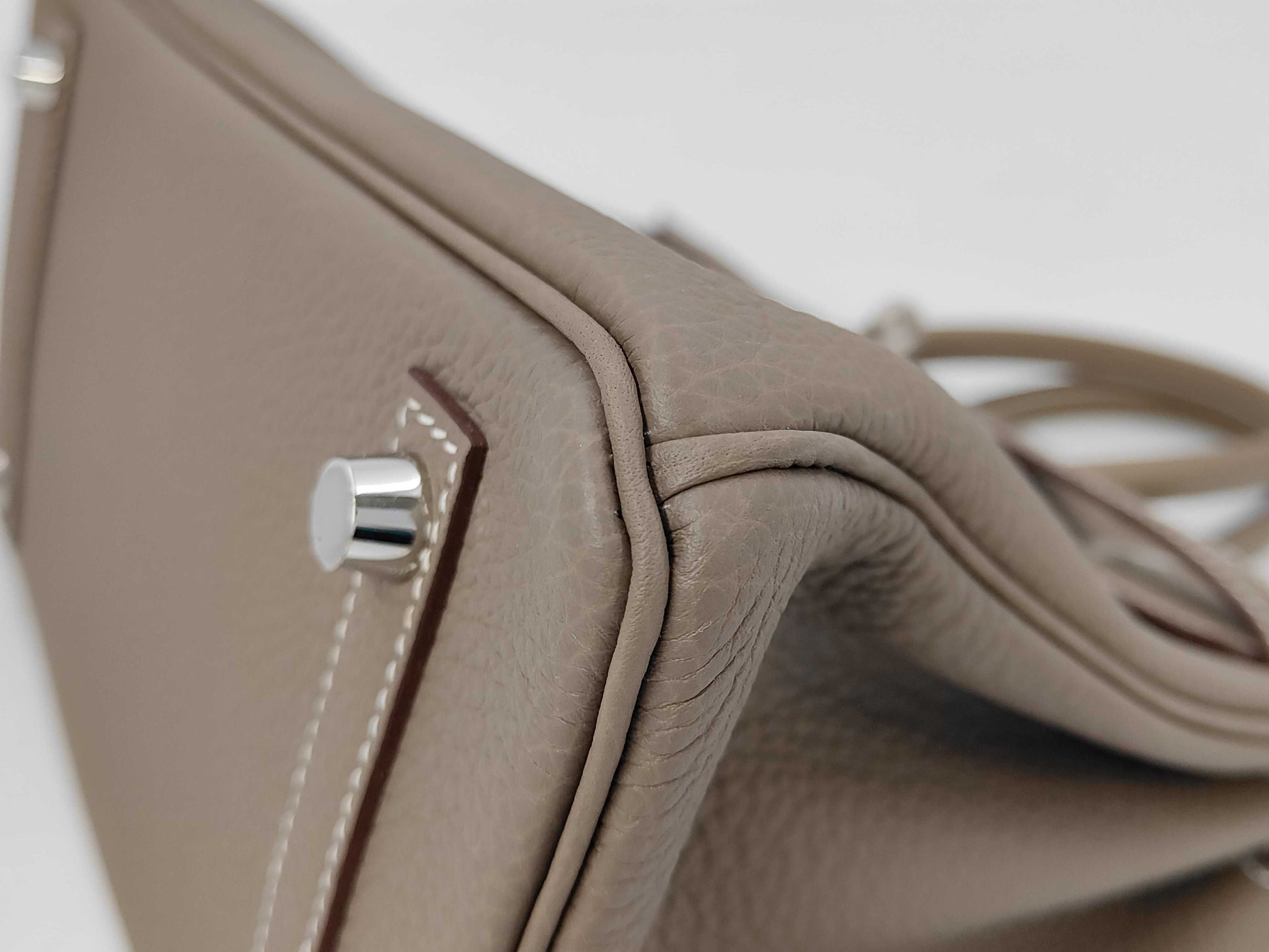 HERMES Birkin 25 Etoupe Matte Silver Hardware K Stamp Handbag