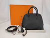 HERMES Bolide 1923 25 Epson Black Handbag with Silver Hardware and K Stamp