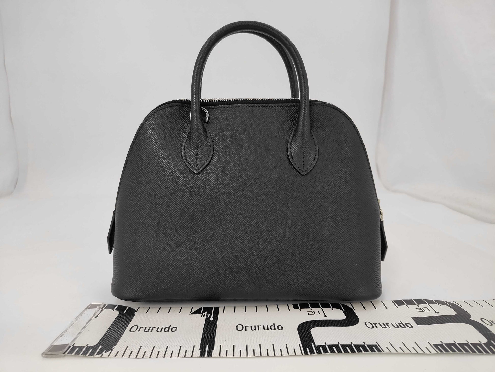 HERMES Bolide 1923 25 Epson Black Handbag with Silver Hardware and K Stamp