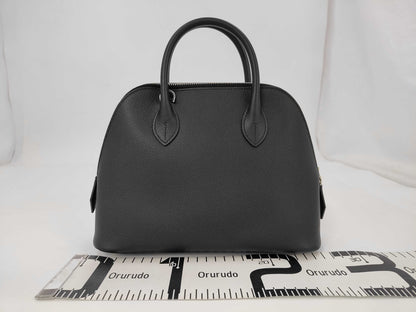 HERMES Bolide 1923 25 Epson Black Handbag with Silver Hardware and K Stamp