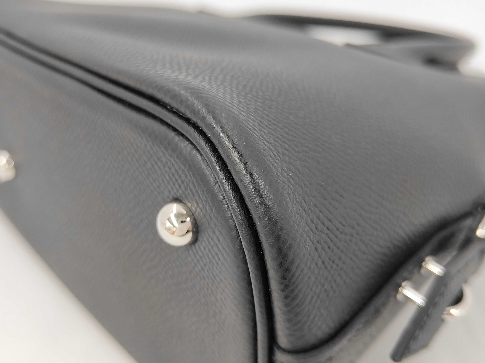 HERMES Bolide 1923 25 Epson Black Handbag with Silver Hardware and K Stamp