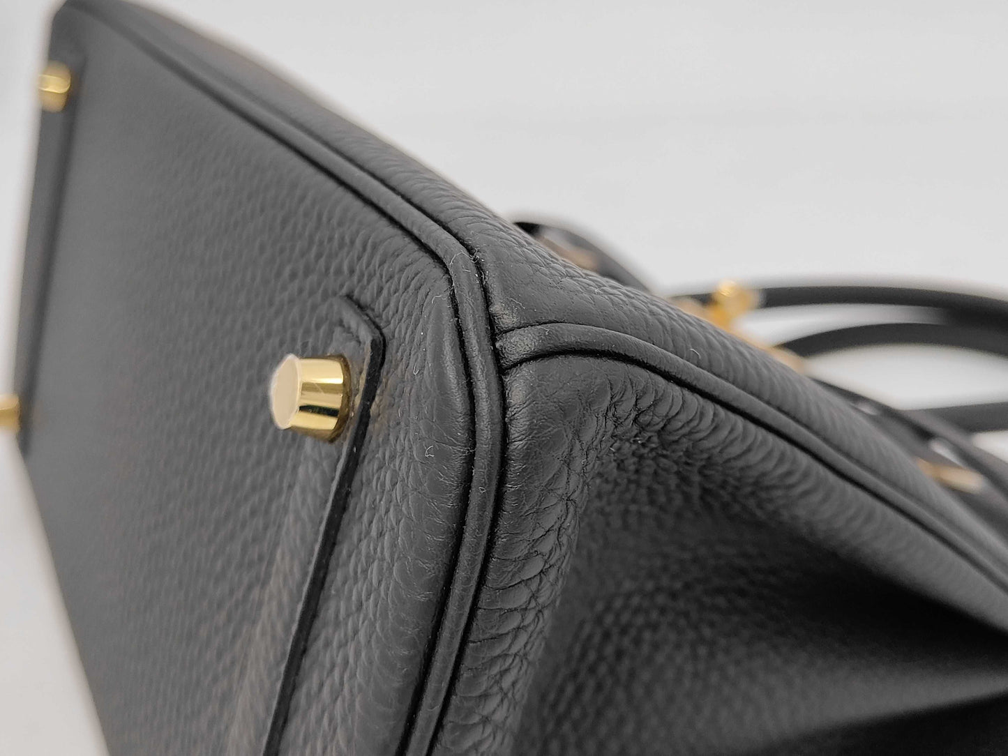 HERMES Birkin 30 Taurillon Clemence Black Gold Hardware K Stamp Handbag