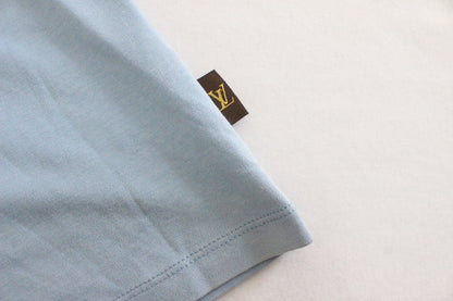 LOUIS VUITTON Men's Short Sleeve T-Shirt, Blue, XL, with LV Tag