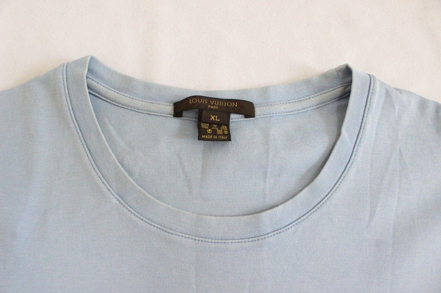 LOUIS VUITTON Men's Short Sleeve T-Shirt, Blue, XL, with LV Tag