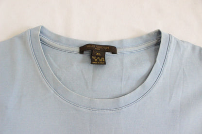 LOUIS VUITTON Men's Short Sleeve T-Shirt, Blue, XL, with LV Tag