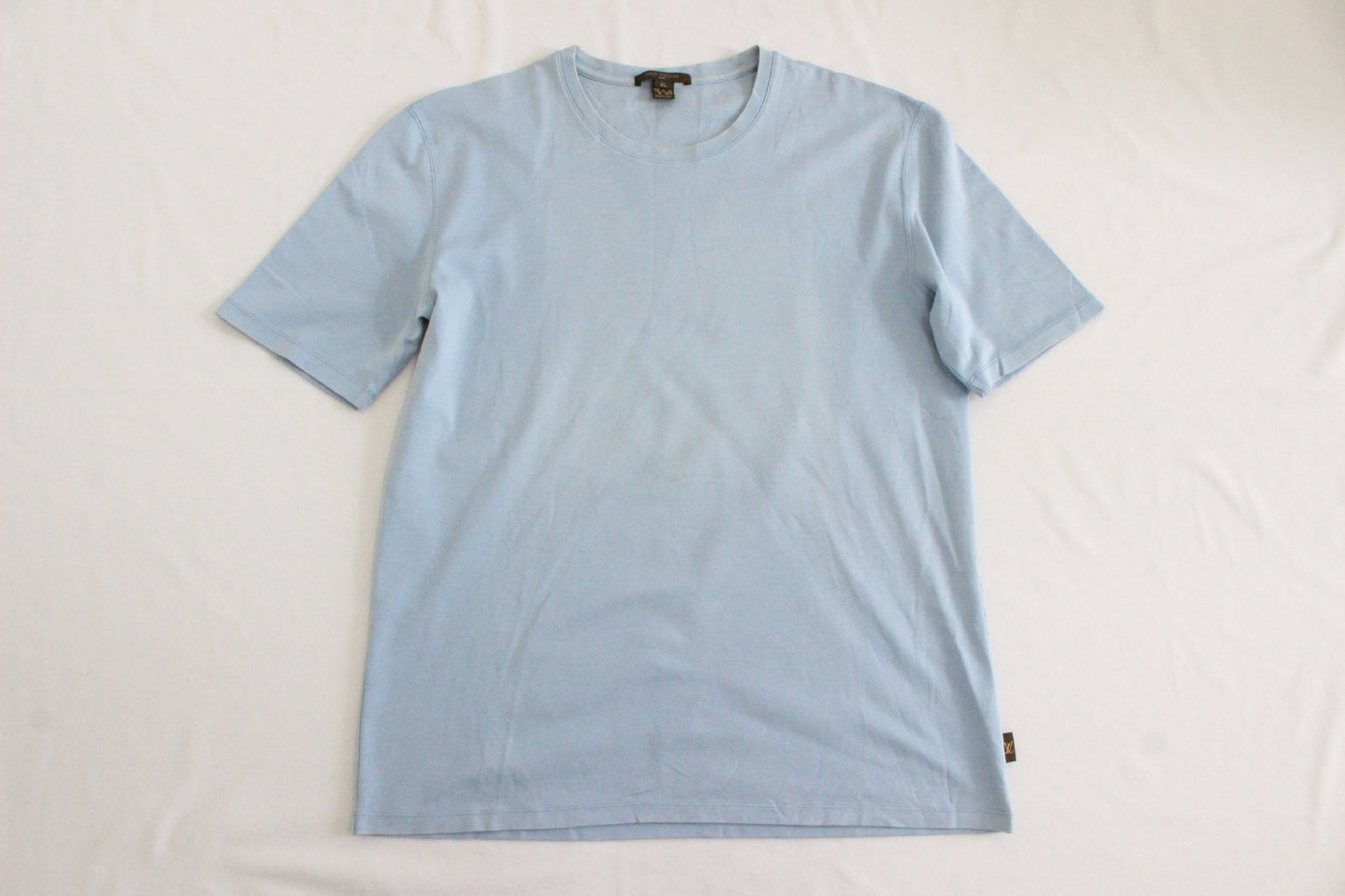 LOUIS VUITTON Men's Short Sleeve T-Shirt, Blue, XL, with LV Tag