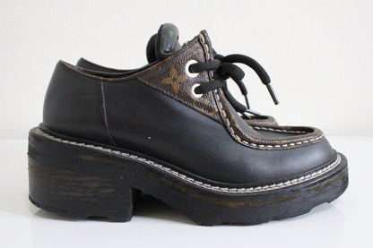 LOUIS VUITTON Bobur Line Monogram Shoes Women's Size 35 x Loafers