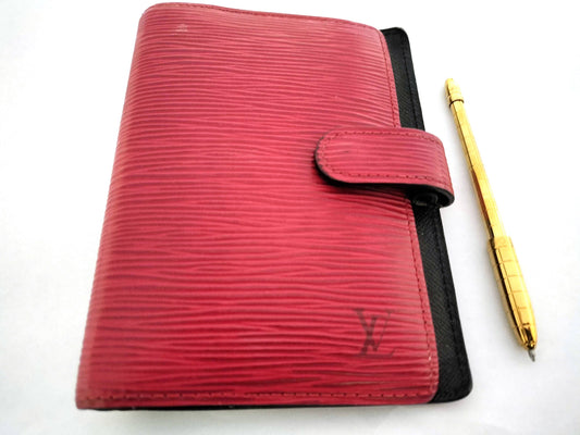 LOUIS VUITTON Epi Louis Vuitton Epi Red Agenda PM Notebook Cover