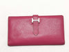 HERMES Bearn Soufflet Pink Long Wallet