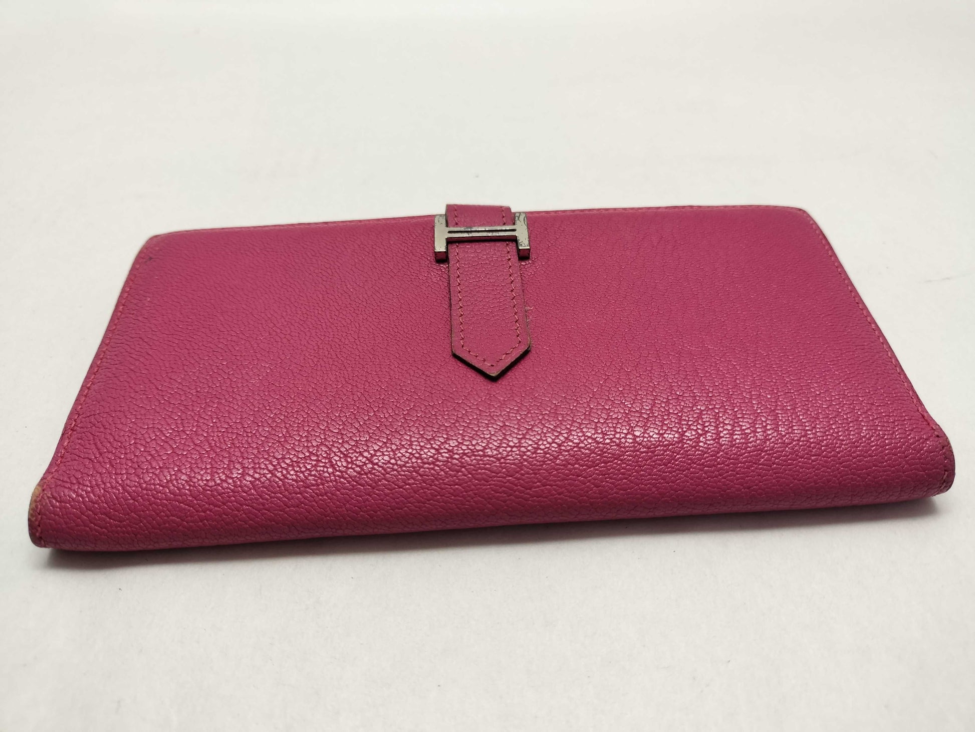 HERMES Bearn Soufflet Pink Long Wallet
