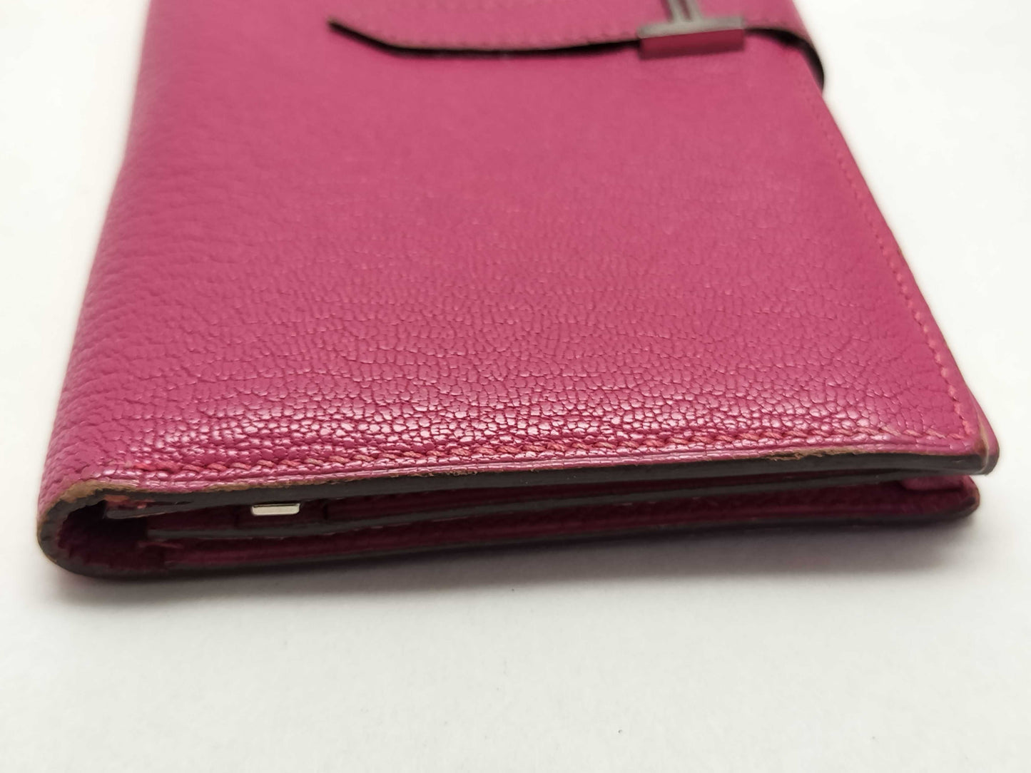 HERMES Bearn Soufflet Pink Long Wallet