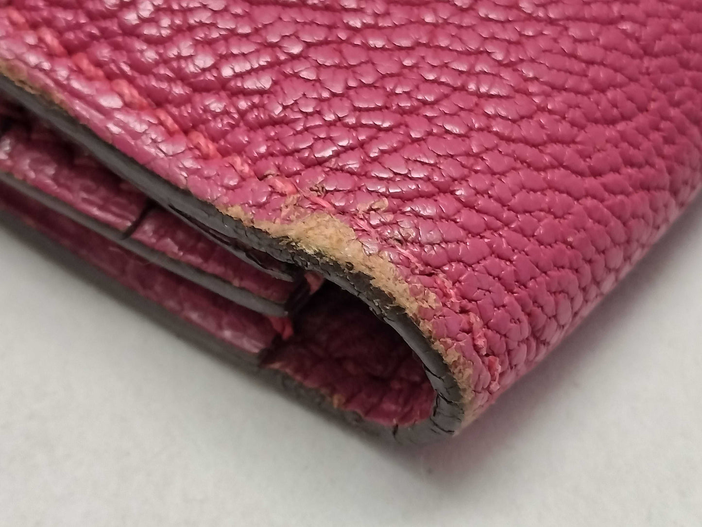 HERMES Bearn Soufflet Pink Long Wallet