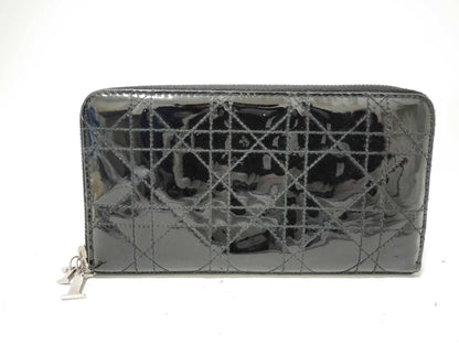 Dior Lady Dior Canage Round Wallet Enamel Wallet