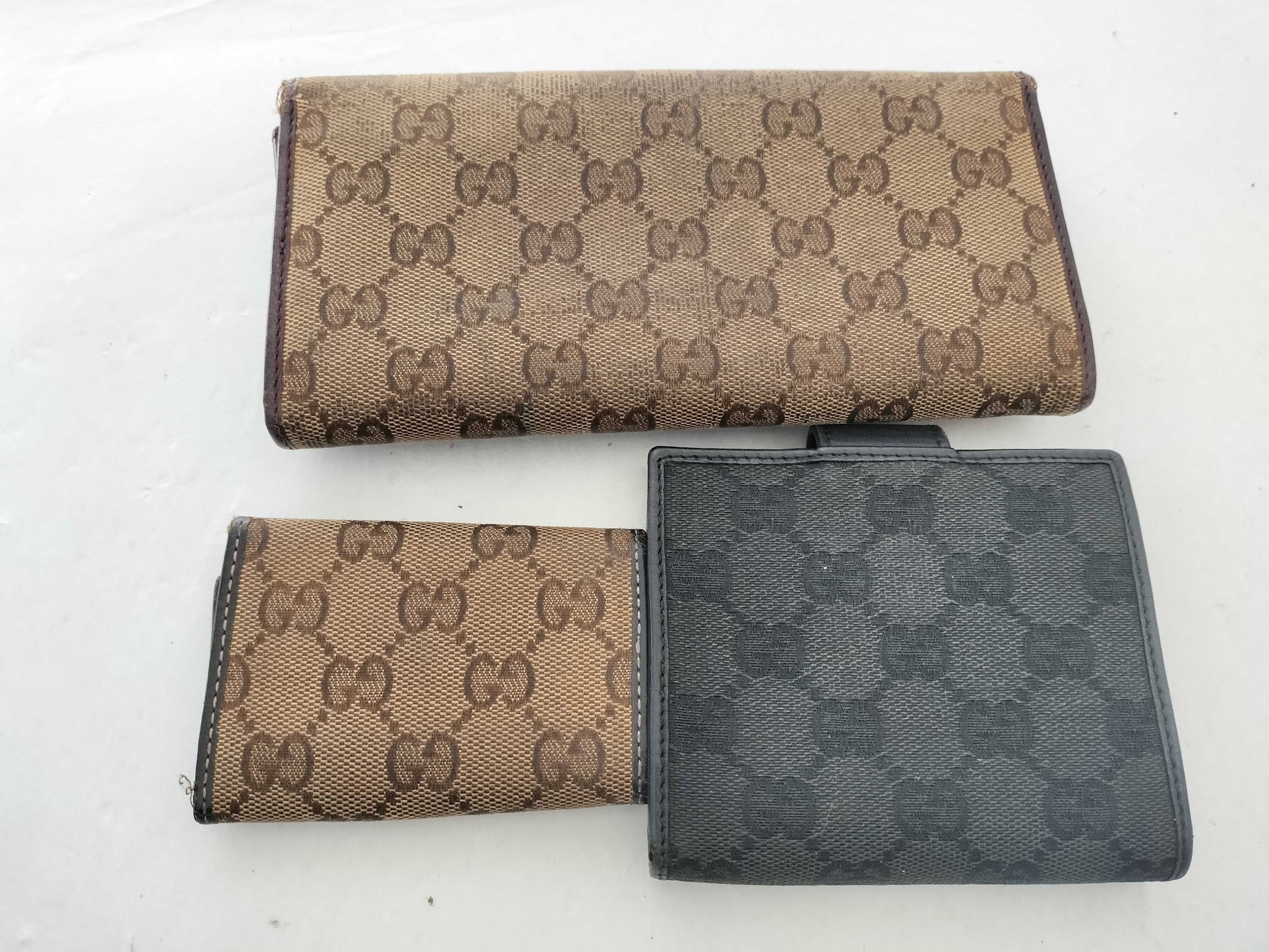 GUCCI GG Canvas Gucci Long Wallet, Folding Wallet, Key Case 3-Piece Set