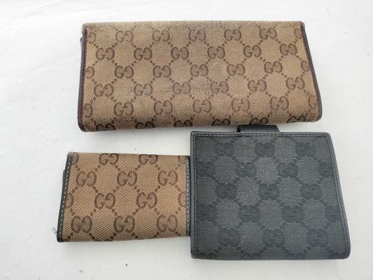 GUCCI GG Canvas Gucci Long Wallet, Folding Wallet, Key Case 3-Piece Set