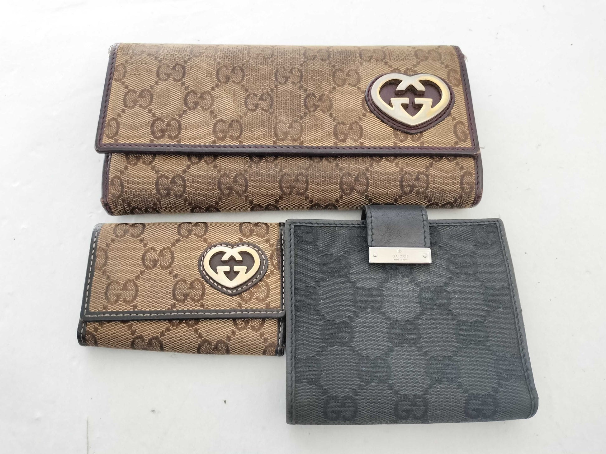 GUCCI GG Canvas Gucci Long Wallet, Folding Wallet, Key Case 3-Piece Set