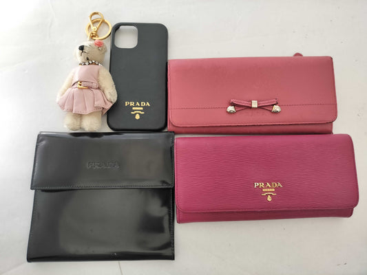 PRADA Prada Long Wallet, Keychain, and 5-Piece Set