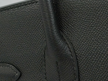 HERMES Birkin 30 Epsom Black Silver Hardware X Stamp Handbag