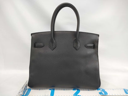 HERMES Birkin 30 Epsom Black Silver Hardware X Stamp Handbag