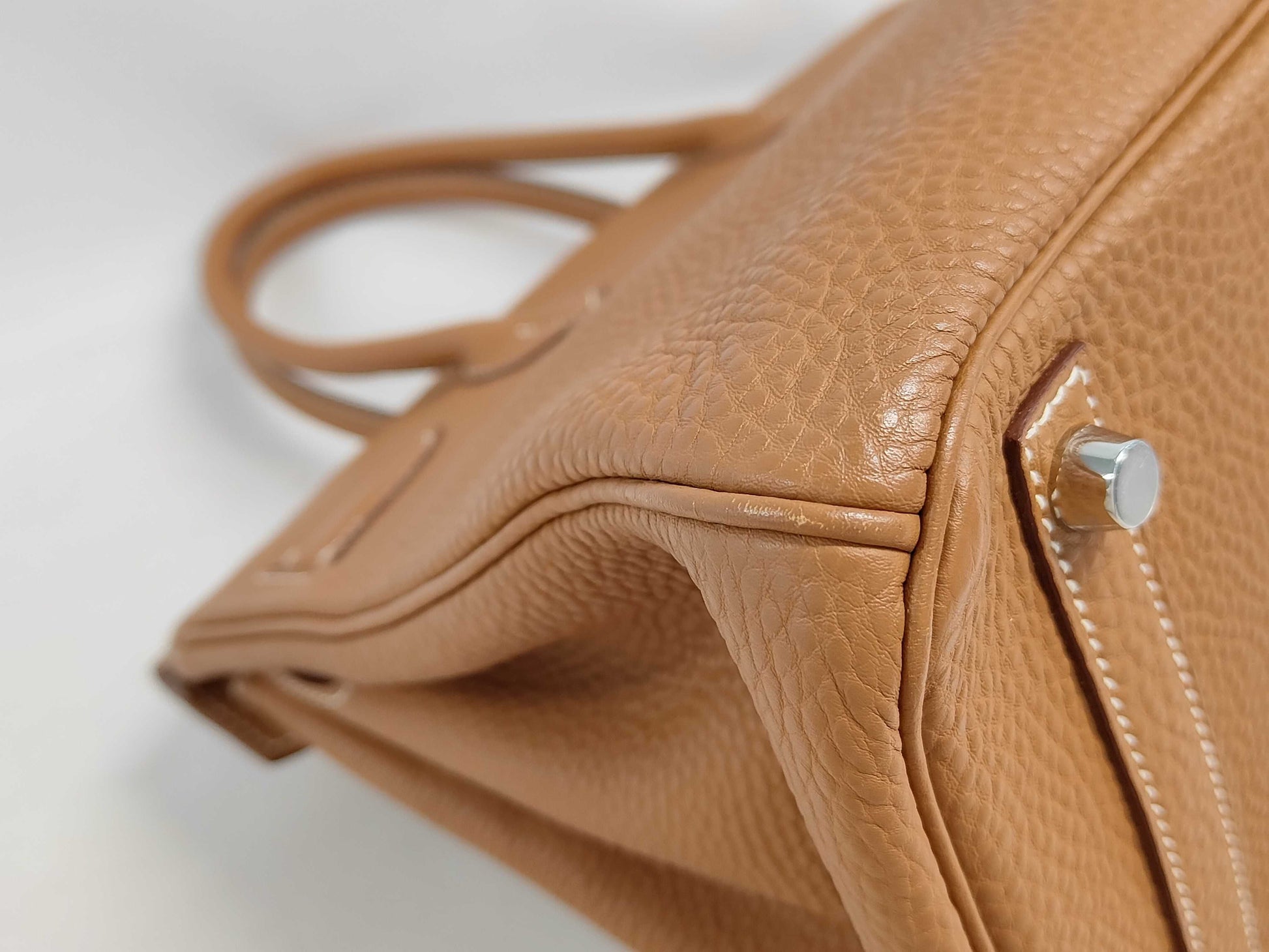 HERMES Birkin 30 Gold with Silver Hardware, Togo Handbag