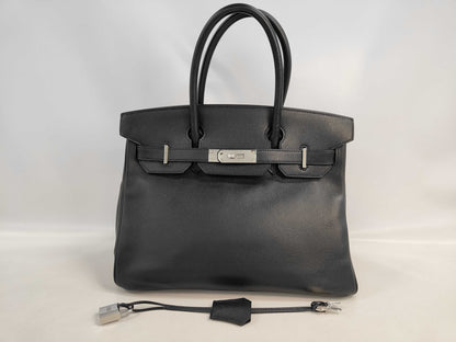 HERMES Birkin 30 Epsom Black with Silver Hardware Handbag