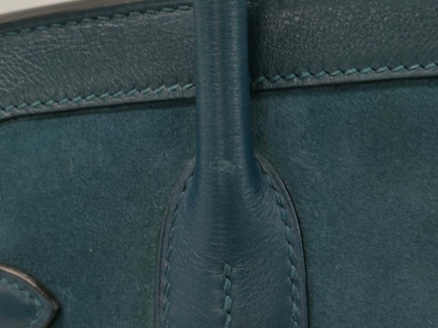 HERMES Birkin 30 Blue Thalassa Gold Hardware Handbag