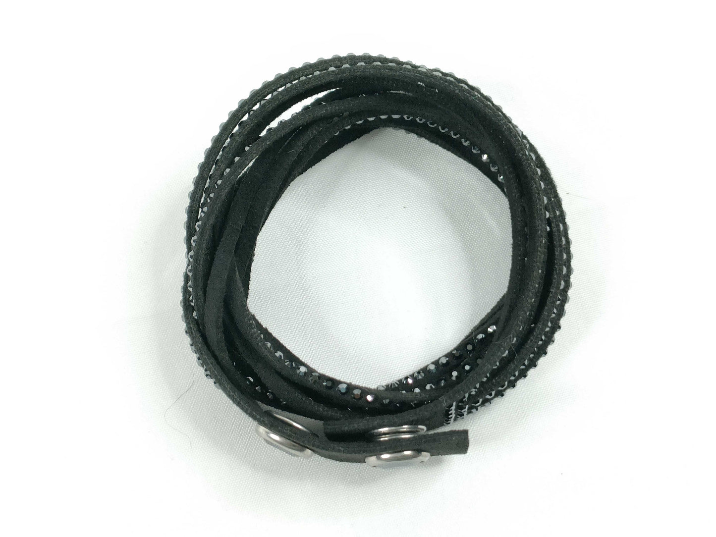 SWAROVSKI Black Rhinestone Bangle, Fabric, 10.3g, Approx. 17cm, Comes with Bag