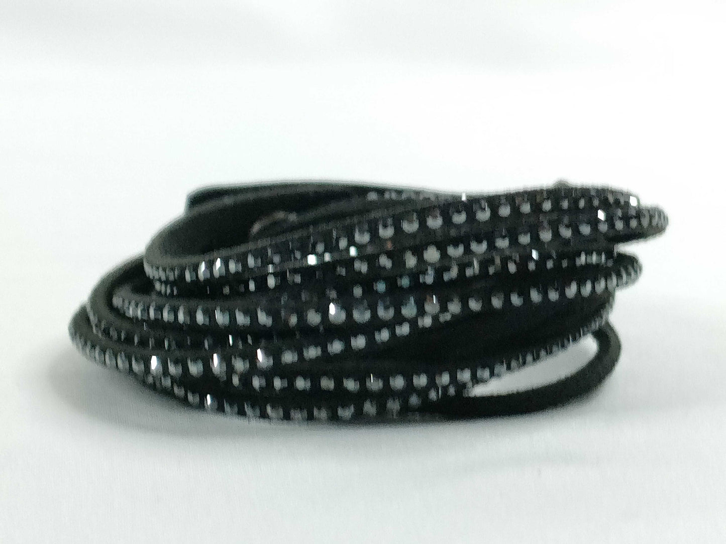 SWAROVSKI Black Rhinestone Bangle, Fabric, 10.3g, Approx. 17cm, Comes with Bag
