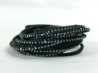 SWAROVSKI Black Rhinestone Bangle, Fabric, 10.3g, Approx. 17cm, Comes with Bag