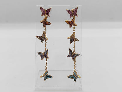 SWAROVSKI Butterfly Multicolor Stone Earrings, GP 7.0g, with Box
