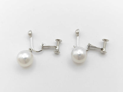 Pearl Earrings, Diameter: Approx. 8.5mm, 2 Pieces, 14K White Gold, 3.1g 