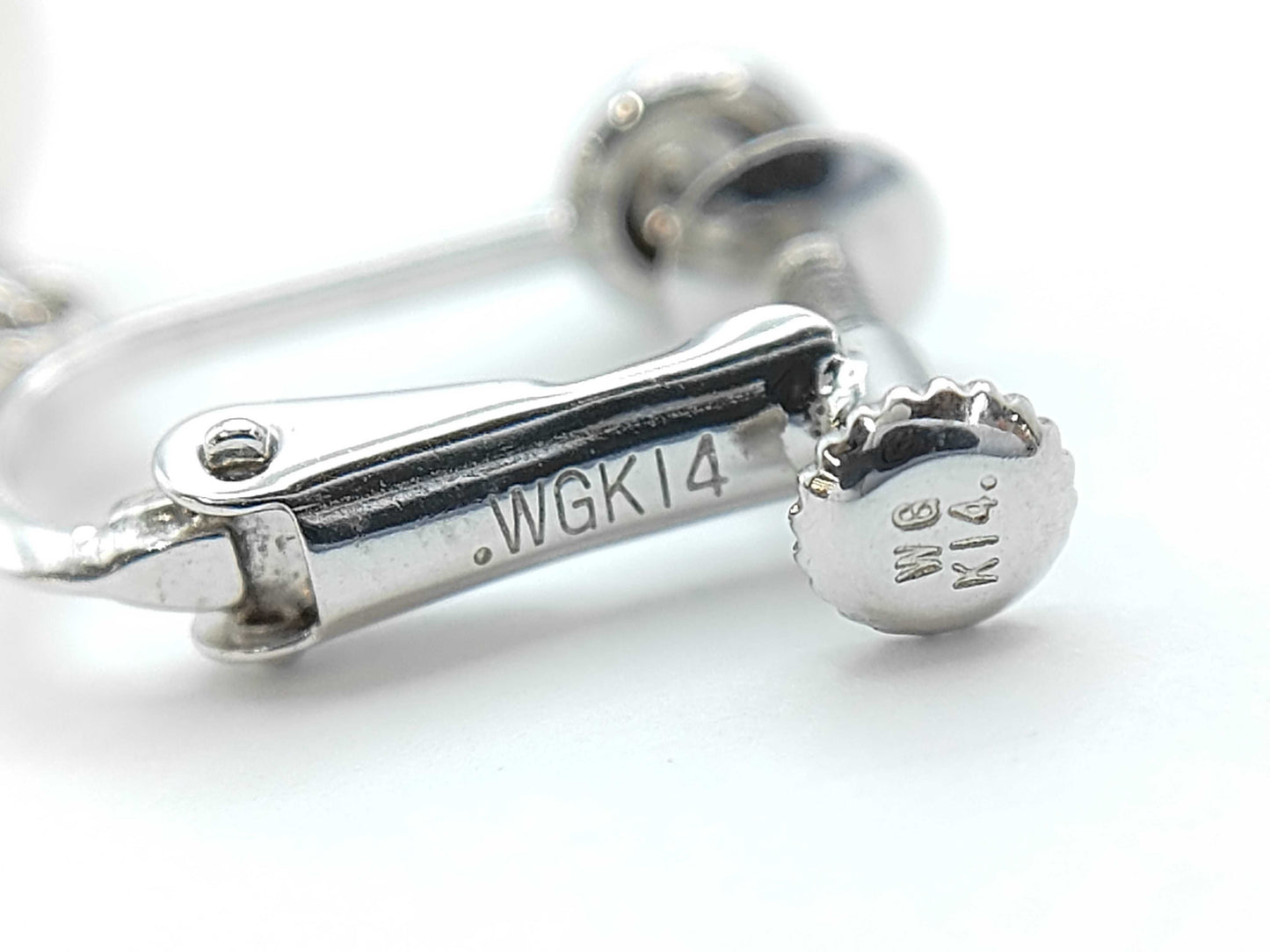 Pearl Earrings, Diameter: Approx. 8.5mm, 2 Pieces, 14K White Gold, 3.1g 