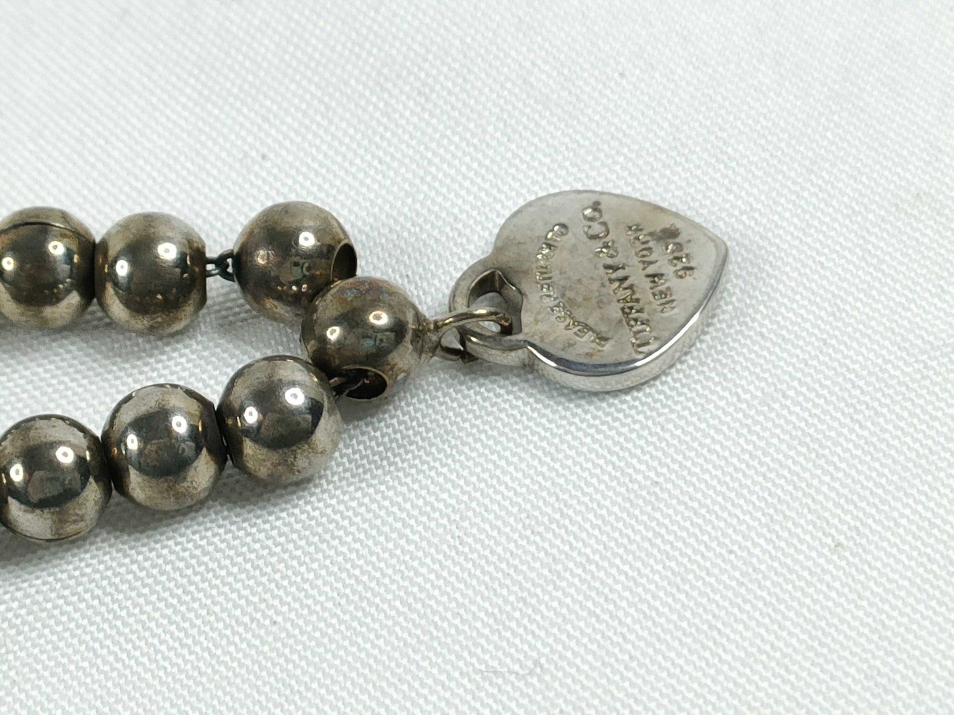 Tiffany & Co. Return to Blue Heart Tag Bead Bracelet, SV925, 6.6g, 20cm, Bracelet/Bangle