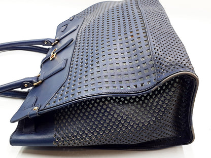 Salvatore Ferragamo Gancini handbag with gold hardware and perforated leather