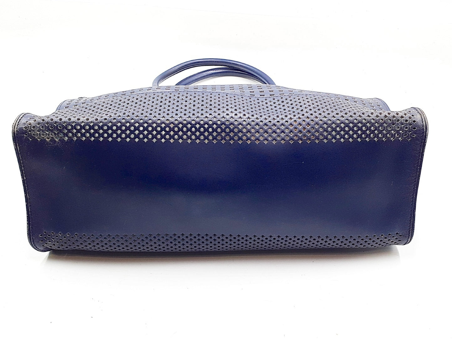 Salvatore Ferragamo Gancini handbag with gold hardware and perforated leather