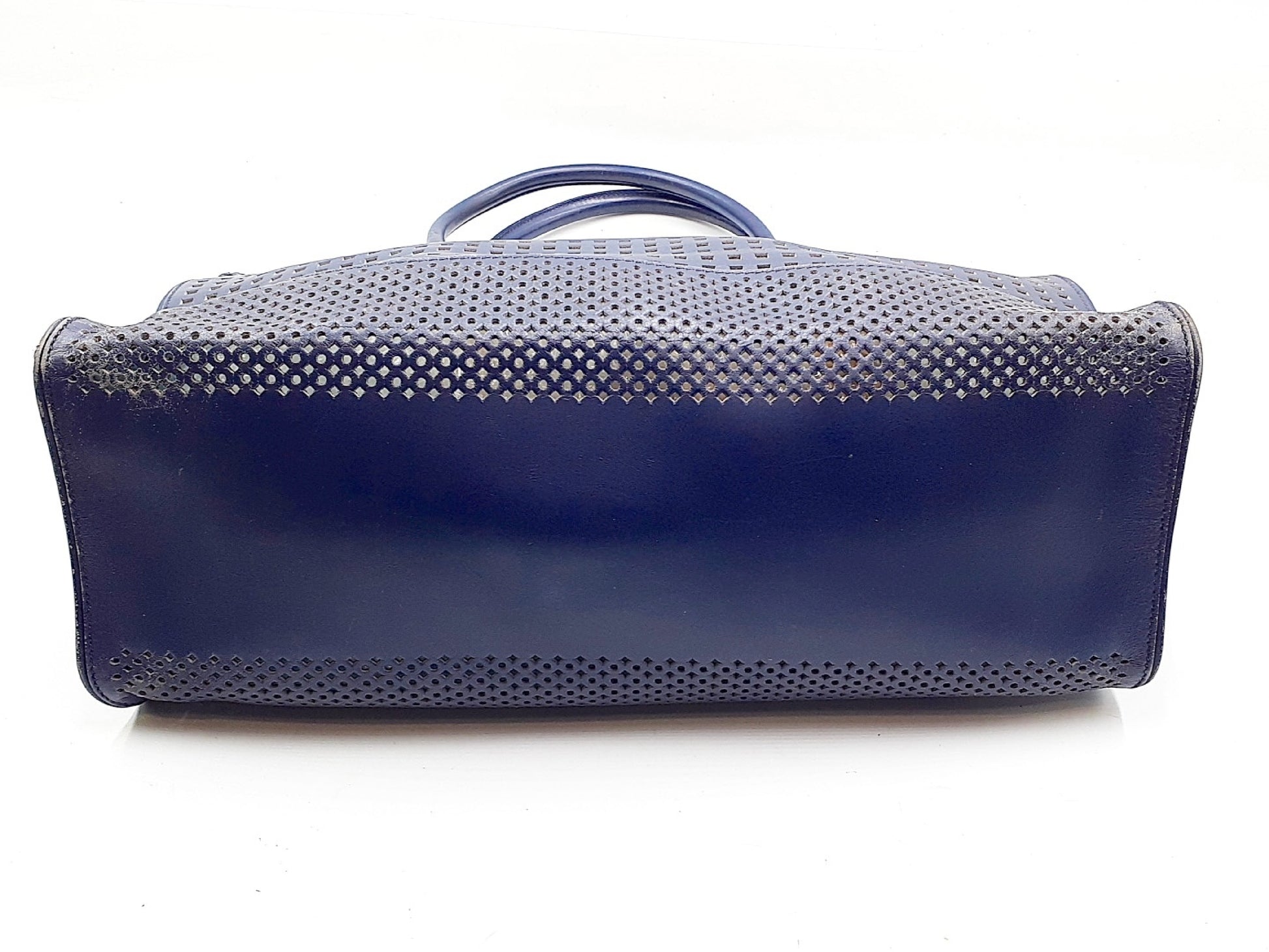 Salvatore Ferragamo Gancini handbag with gold hardware and perforated leather