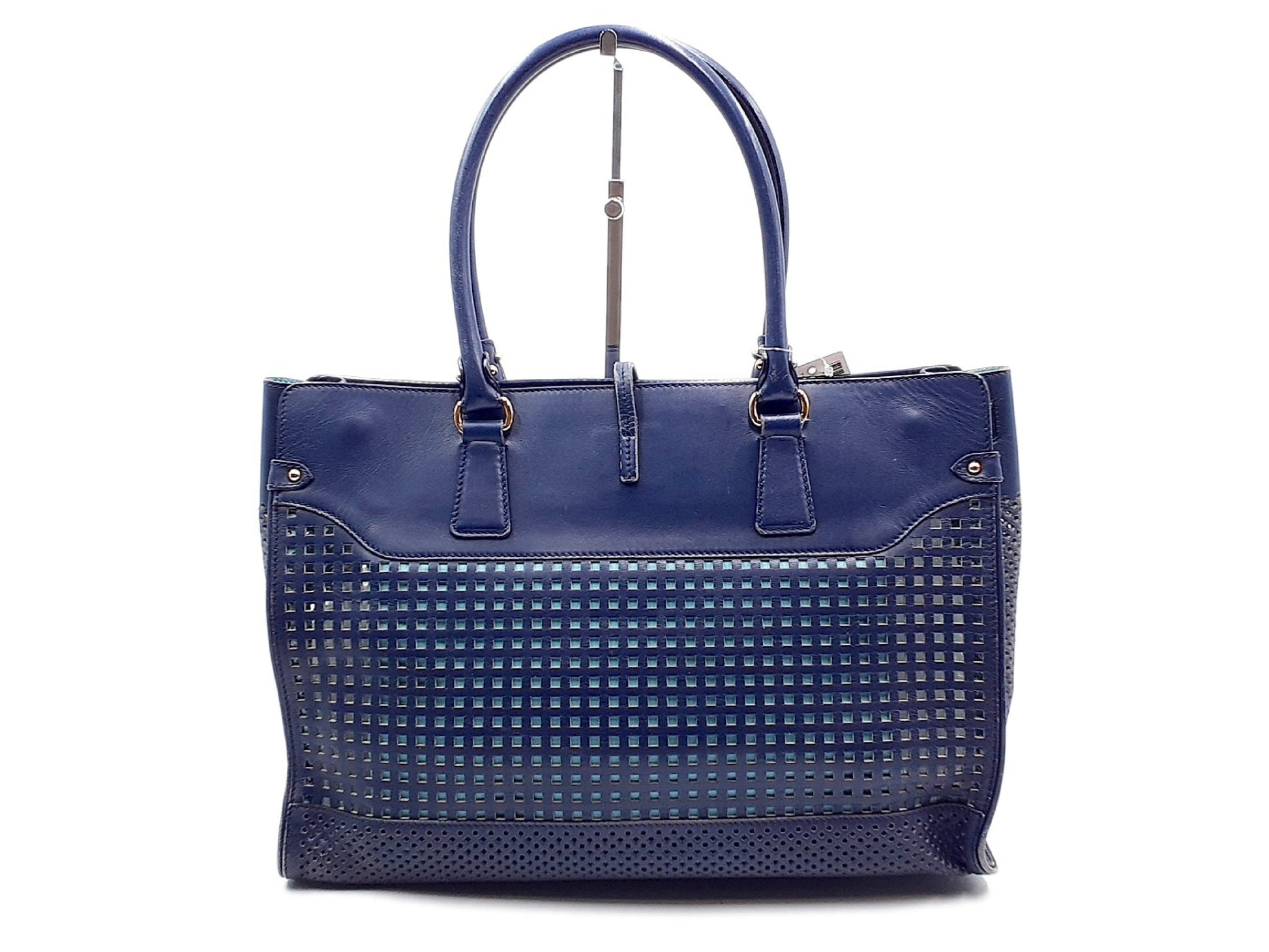 Salvatore Ferragamo Gancini handbag with gold hardware and perforated leather