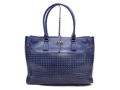 Salvatore Ferragamo Gancini handbag with gold hardware and perforated leather