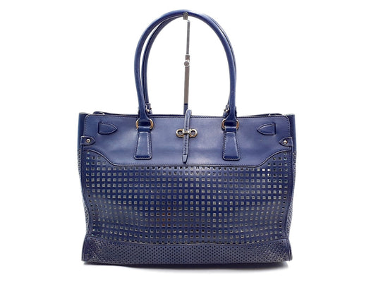 Salvatore Ferragamo Gancini handbag with gold hardware and perforated leather