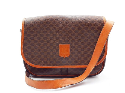 CELINE Macadam Pattern Gold Hardware Vintage Leather Shoulder Bag