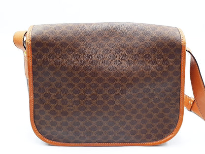 CELINE Macadam Pattern Gold Hardware Vintage Leather Shoulder Bag