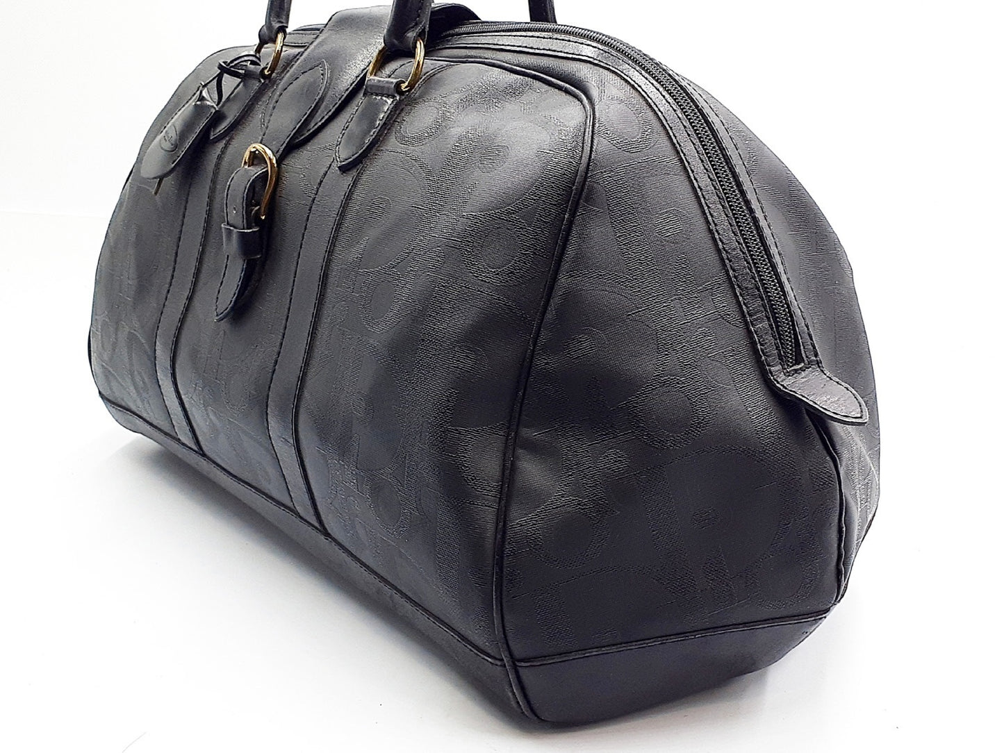 Dior Trotter Leather Boston Bag with Gold Hardware and Black Leather