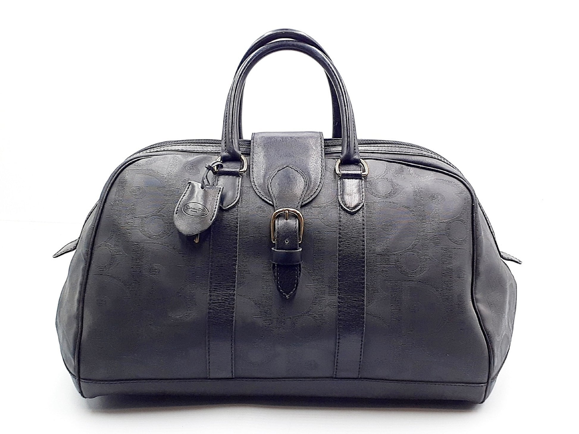 Dior Trotter Leather Boston Bag with Gold Hardware and Black Leather