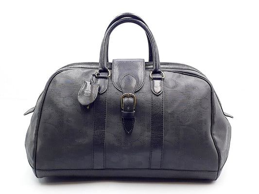 Dior Trotter Leather Boston Bag with Gold Hardware and Black Leather